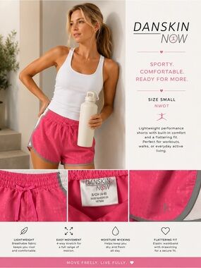 Danskin Pink Athletic Running Shorts with Gray Trim